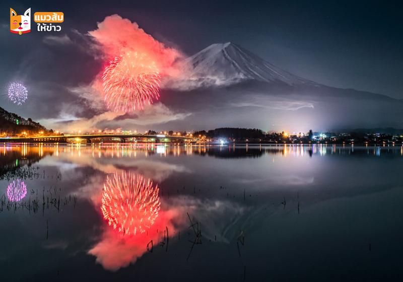 Kawaguchiko winter fireworks 