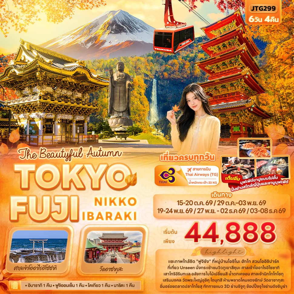 The Beautyful Autumn TOKYO FUJI NIKKO IBARAKI  - ทัวร์ 6 วัน 4 คืน