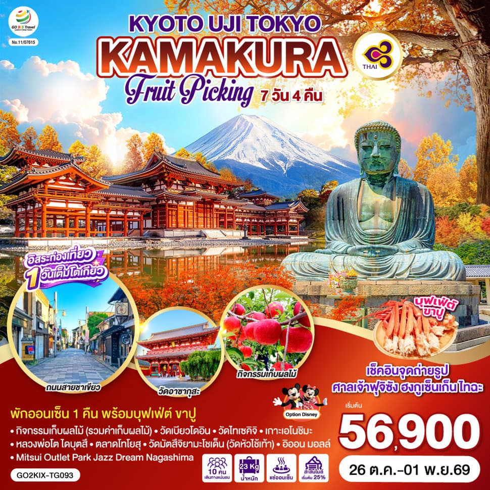 KYOTO UJI TOKYO KAMAKURA FRUIT PICKING 7D 4N โดยสายการบินไทย [TG] - ทัวร์ 7 วัน 4 คืน